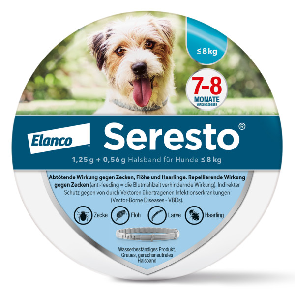 SERESTO 1,25g + 0,56g Halsband für Hunde bis 8kg