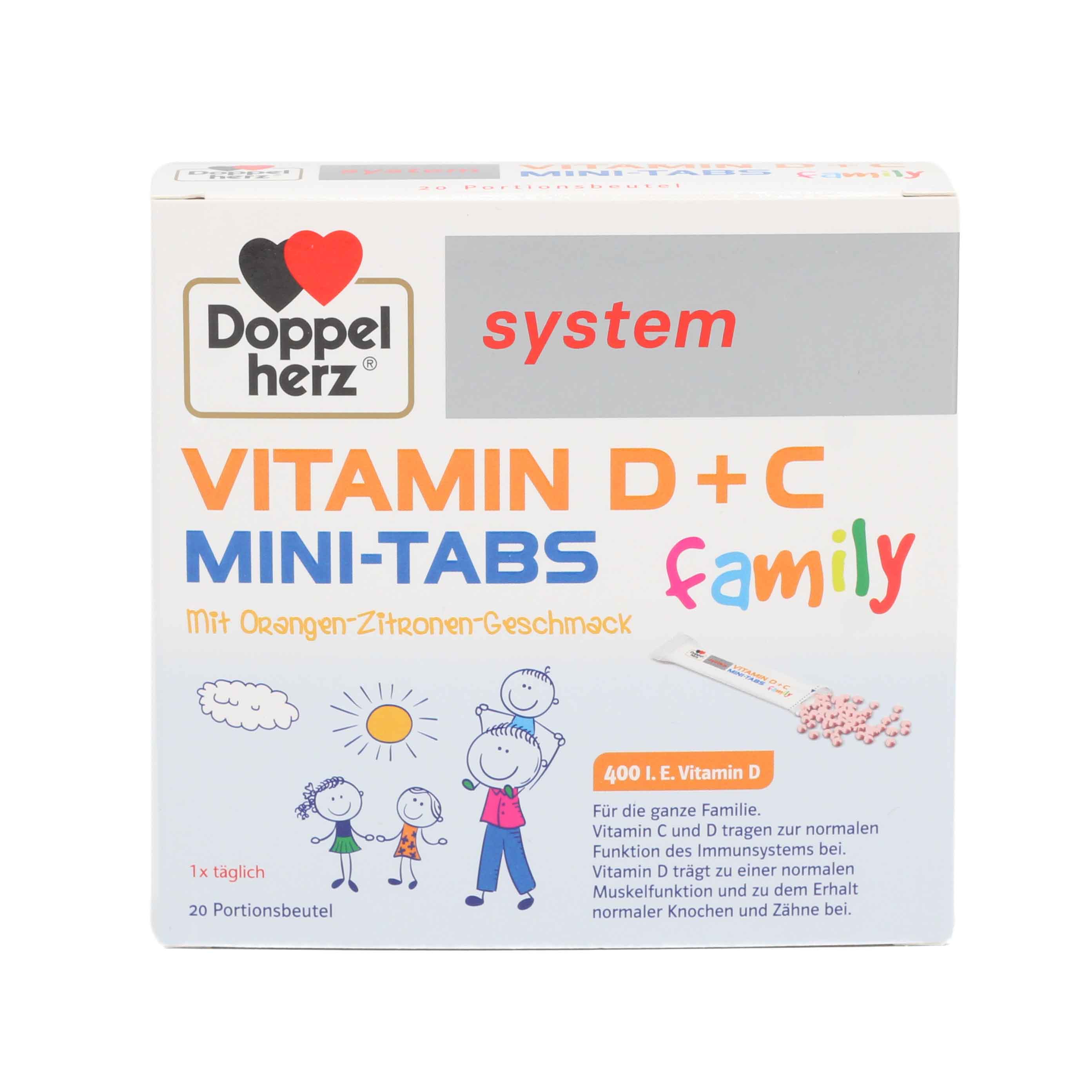 DOPPELHERZ Vitamin D+C Mini-Tabs family system