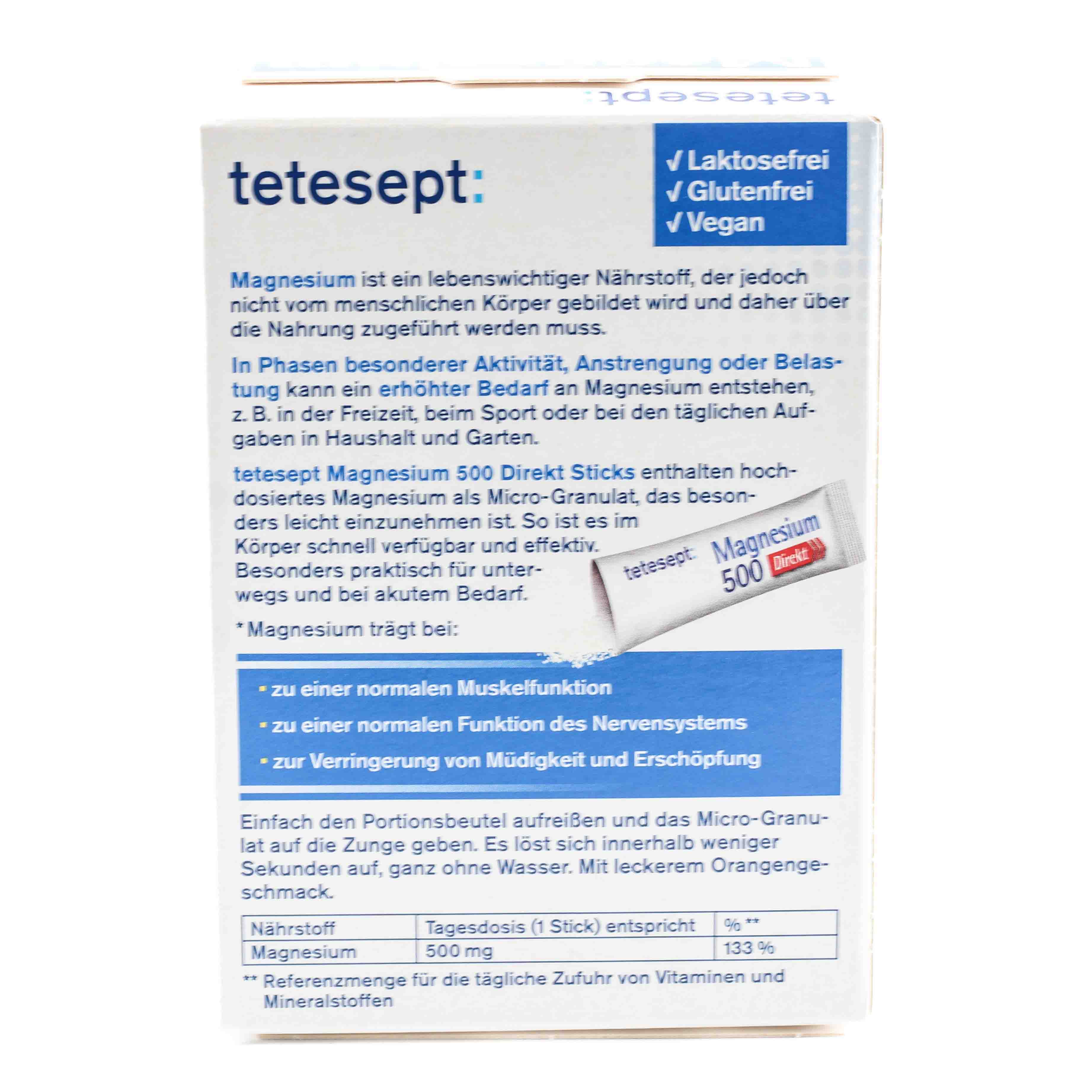 TETESEPT Magnesium 500 Direkt Sticks
