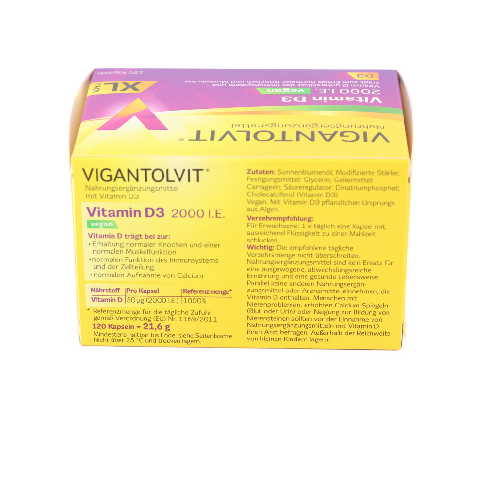VIGANTOLVIT 2000 I.E. Vitamin D3 vegan Weichkaps. (3x120 St)