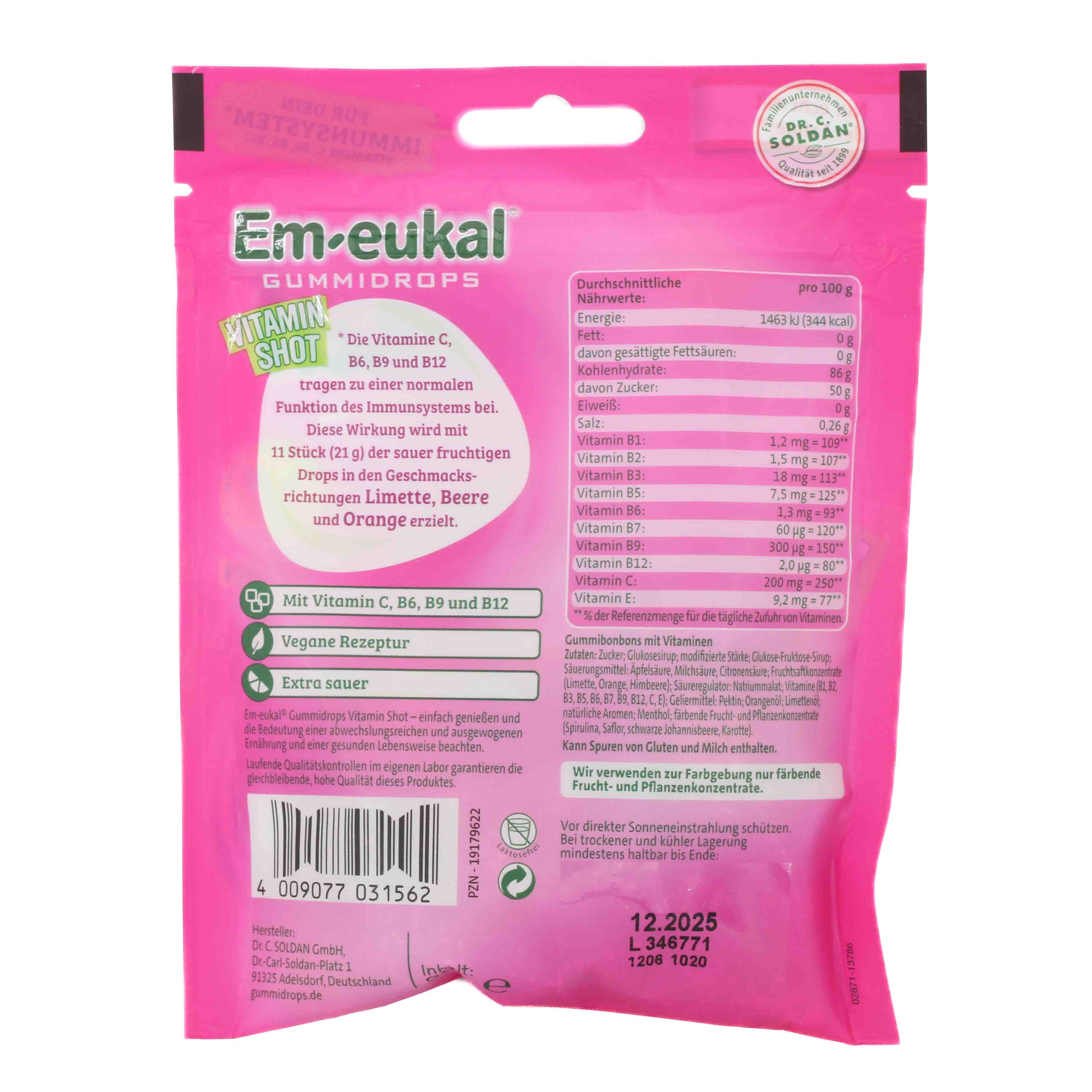 EM-EUKAL Gummidrops Vitamin Shot vegan zuckerhalt.