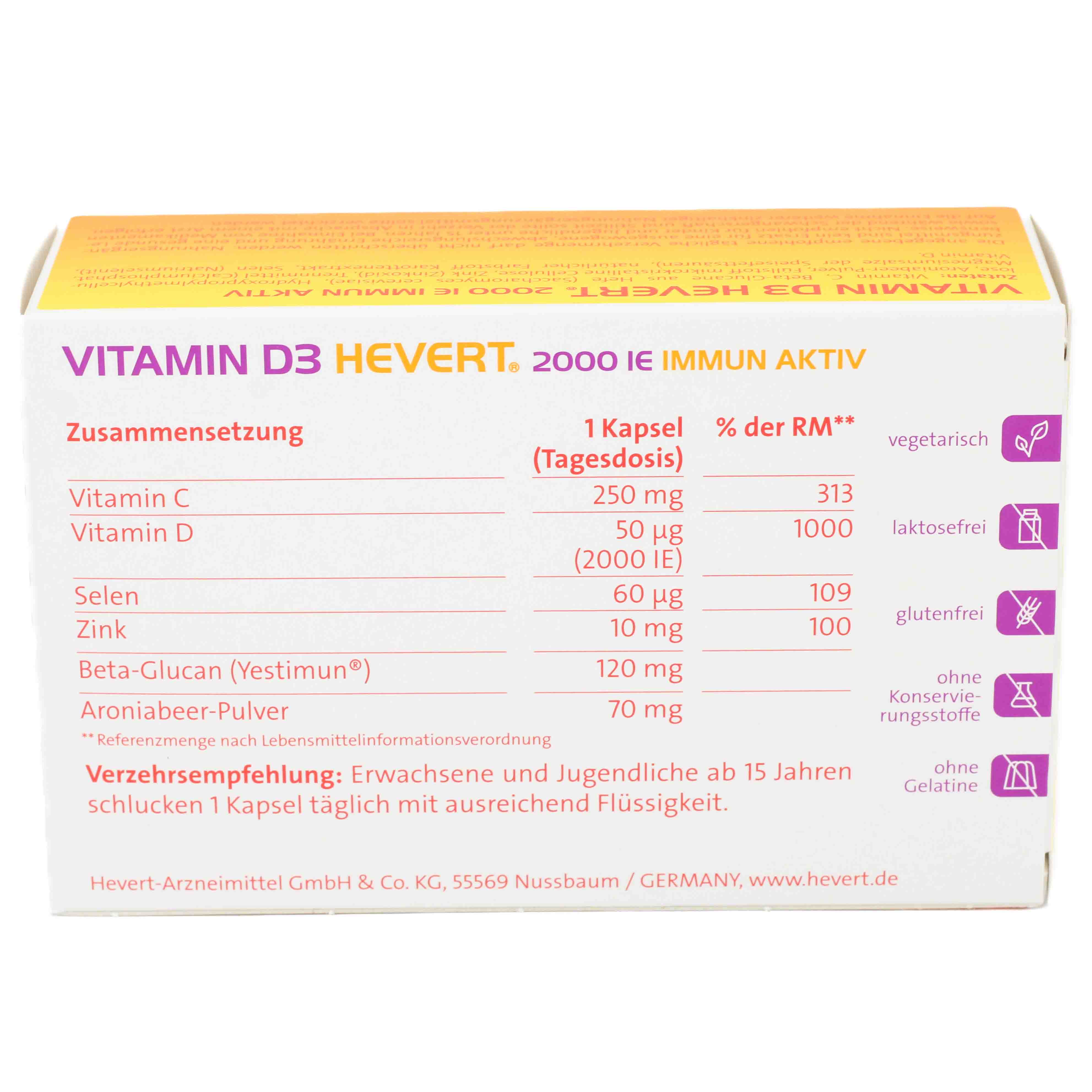 VITAMIN D3 HEVERT 2000 I.E. Immun Aktiv Kapseln