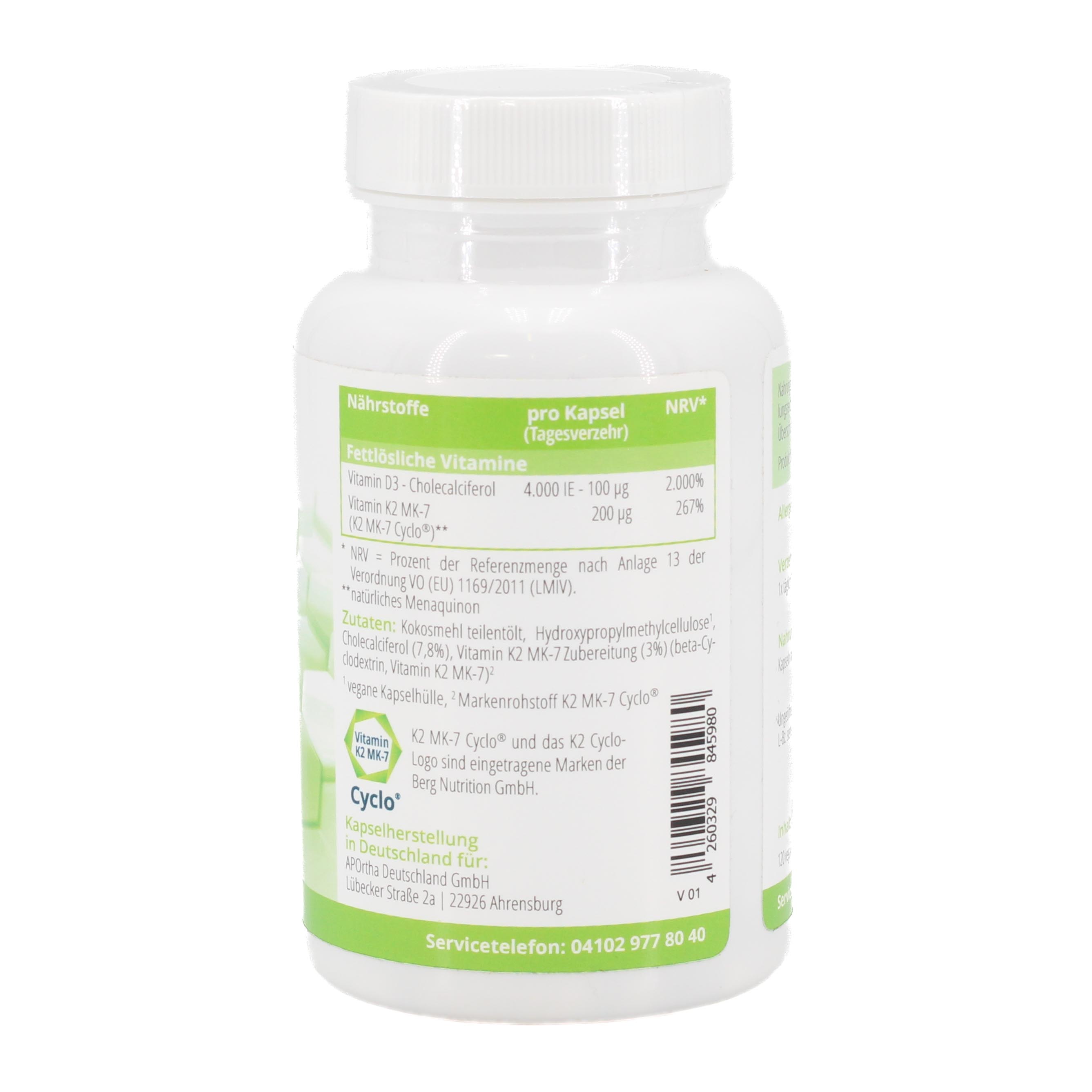 APORTHA D3 4.000 I.E.+K2 MK-7 Cyclo 200 μg veg.Kps