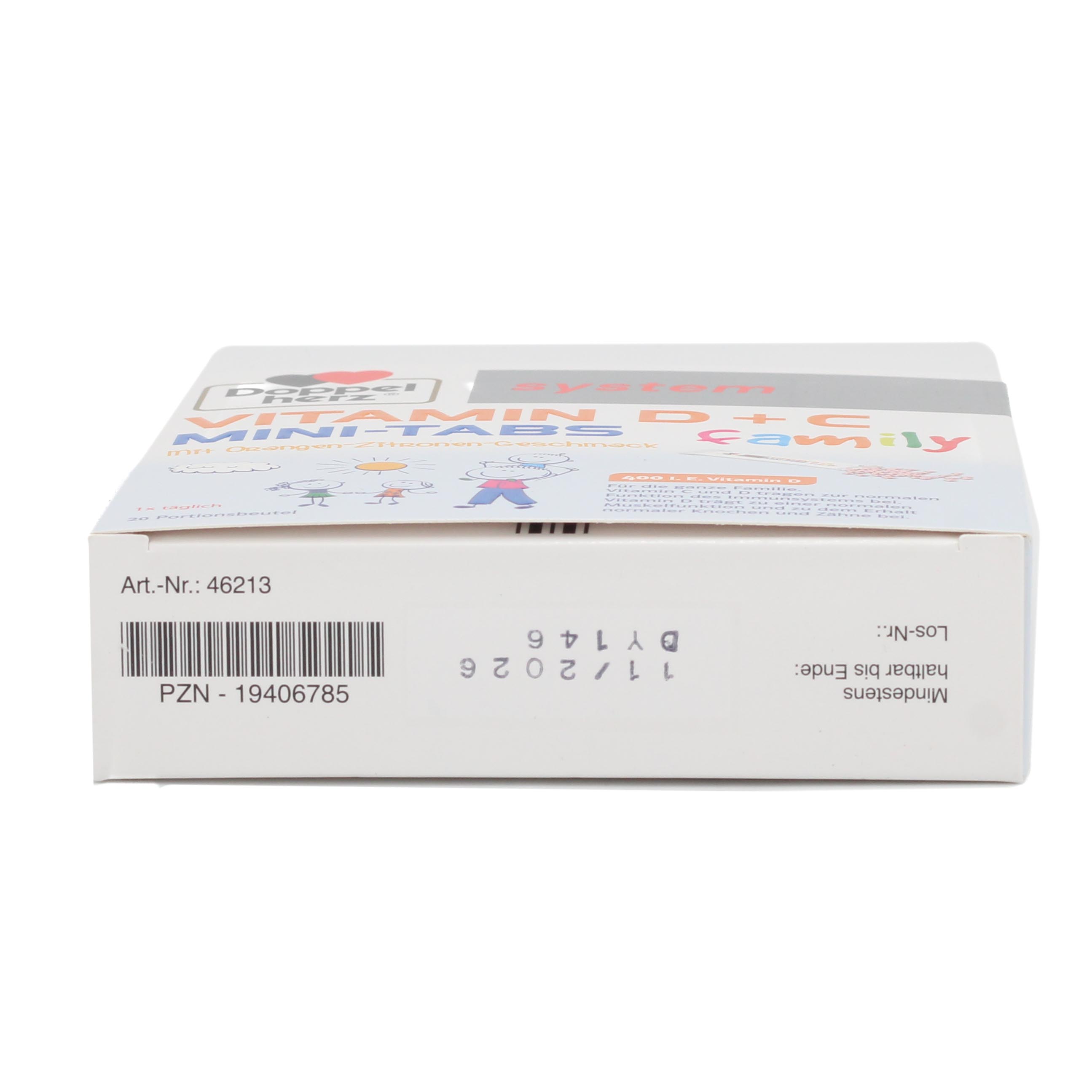 DOPPELHERZ Vitamin D+C Mini-Tabs family system