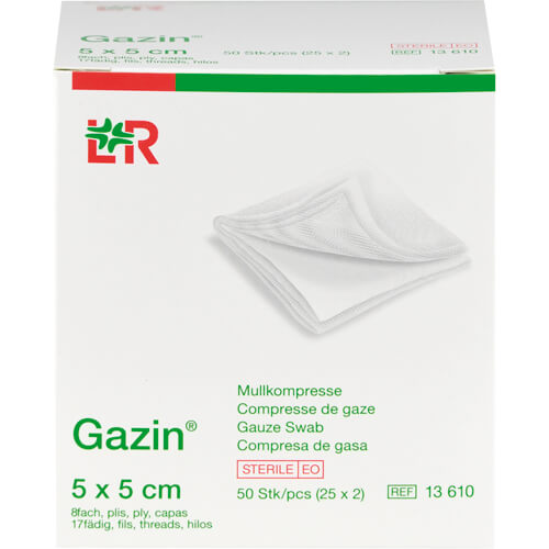GAZIN Mullkomp.5x5 cm steril 8fach