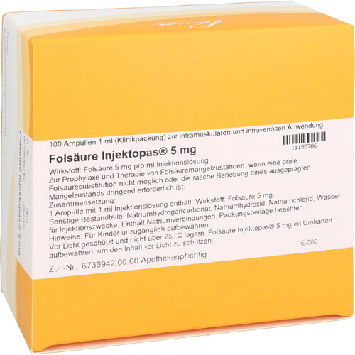 FOLSÄURE INJEKTOPAS 5 mg Injektionslösung