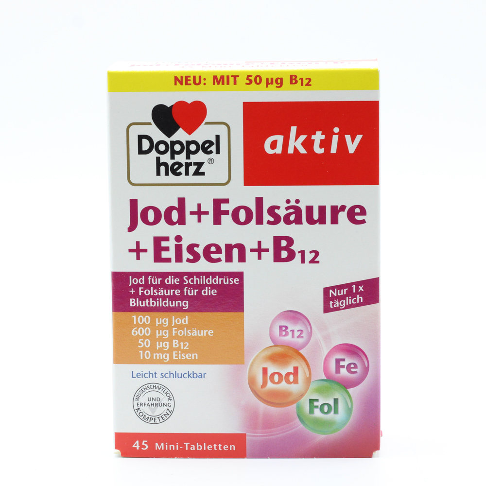 DOPPELHERZ Jod+Folsäure+Eisen+B12 Tabletten