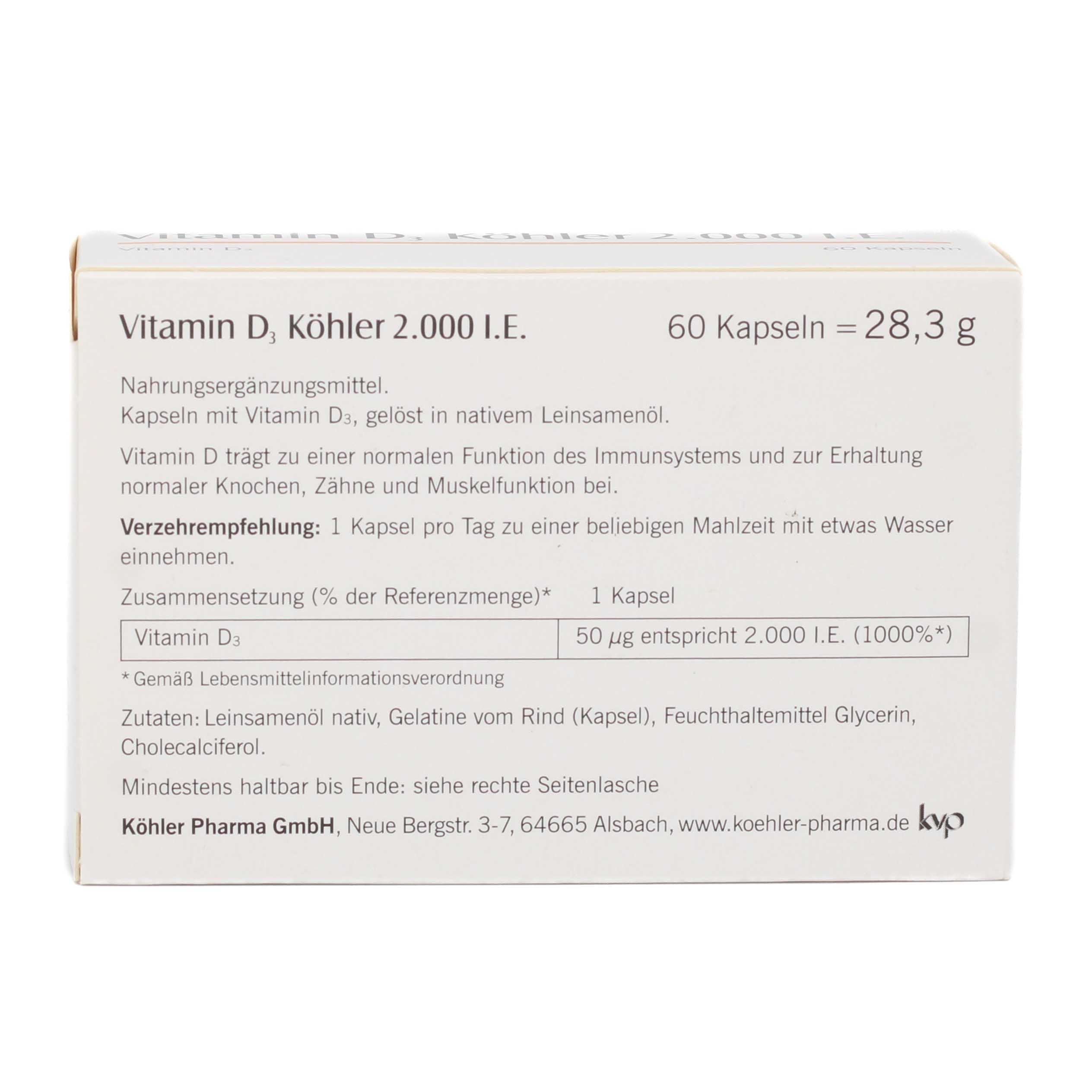 VITAMIN D3 KÖHLER 2.000 I.E. Kapseln