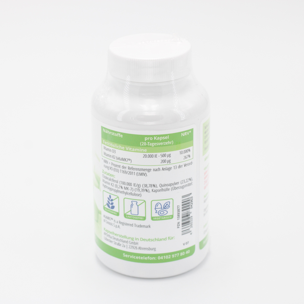 VITAMIN D3 20.000 I.E.+K2 VitaMK7 200 μg Kapseln