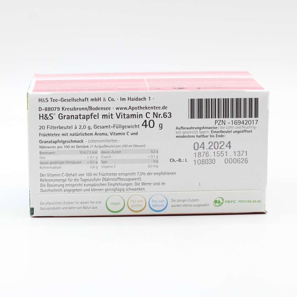 H&S Granatapfel mit Vitamin C Filterbeutel