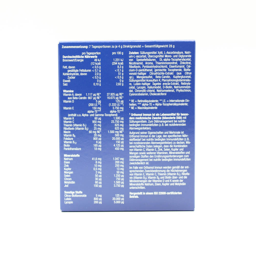 ORTHOMOL Immun Direktgranulat Himbeer/Menthol