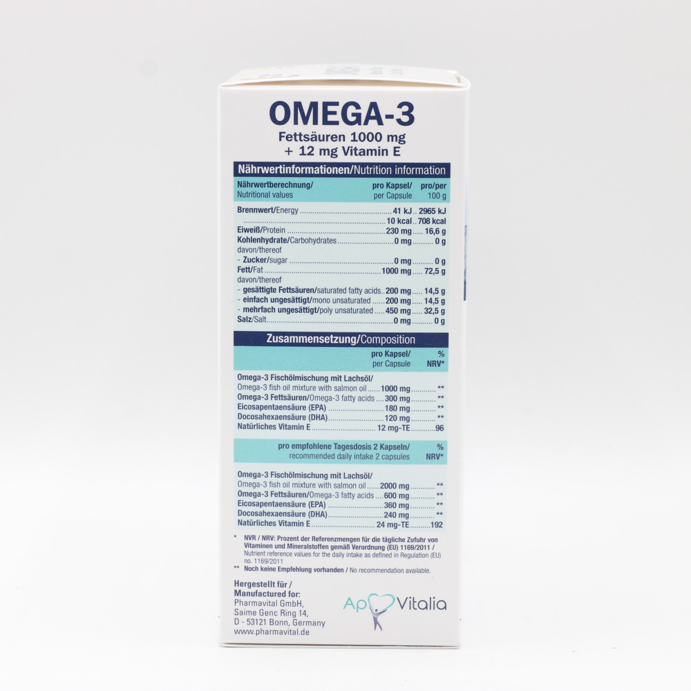 APOVITALIA Omega-3 Fettsäuren 1000mg+12mg Vit.E